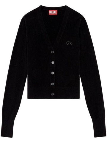 M-Arte Oval D Logo Cut Out Cardigan Black - DIESEL - BALAAN 1