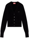 M-Arte Oval D Logo Cut Out Cardigan Black - DIESEL - BALAAN 1