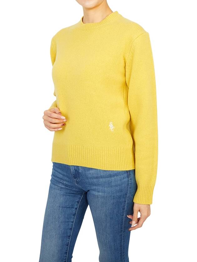 Embroidered Logo Crew Neck Wool Knit Top Yellow - SPORTY & RICH - BALAAN 6