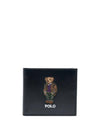 Polo Bear Embroidery Half Wallet Black - POLO RALPH LAUREN - BALAAN 1