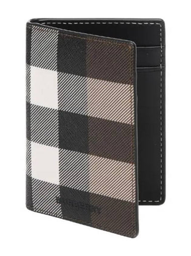 Checked leather folding card case - BURBERRY - BALAAN 1