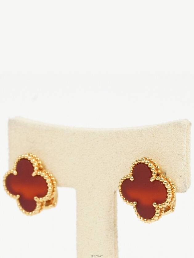 Van Cleef Arpels Vintage Alhambra Earrings Yellow Gold Carnelian 74197 - VANCLEEFARPELS - BALAAN 4