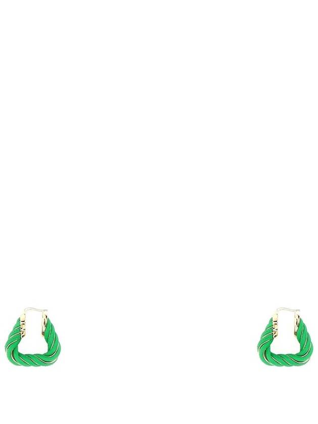 Twisted Triangle Hoop Earrings Green - BOTTEGA VENETA - BALAAN 2