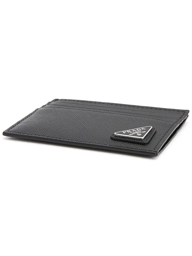 Triangle Logo Saffiano Card Wallet Black - PRADA - BALAAN 4