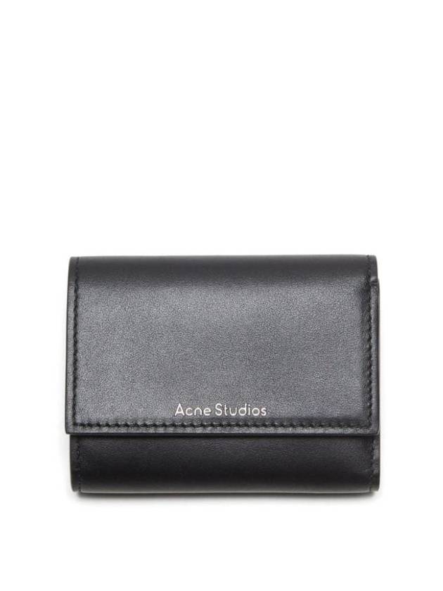 Logo Tri-Fold Leather Half Wallet Black - ACNE STUDIOS - BALAAN 1