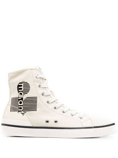 Benkeenh Logo Print High-Top Sneakers Chalk - ISABEL MARANT - BALAAN 1