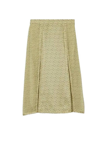 Women's Monogram Print Silk Midi Skirt - BURBERRY - BALAAN 1