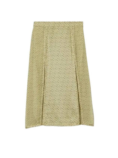 Women's Monogram Print Silk Midi Skirt - BURBERRY - BALAAN 1