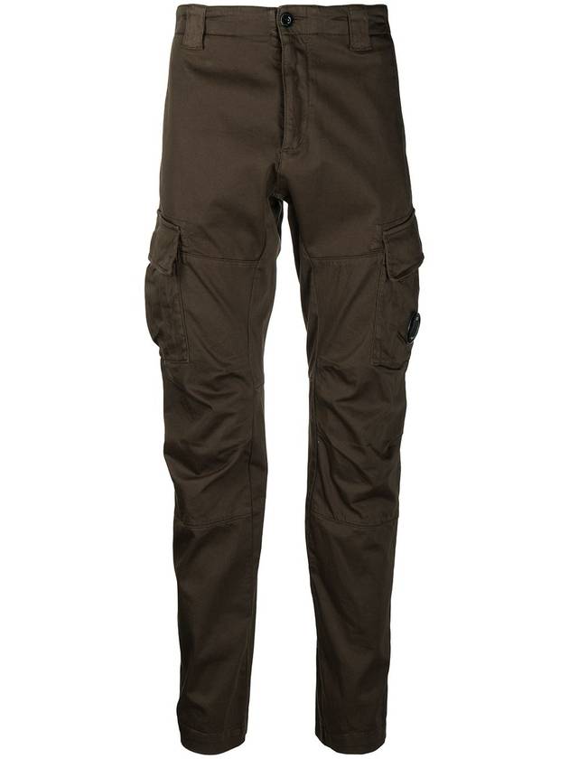 Lens Waffen Garment Dye Straight Cargo Pants Dark Green - CP COMPANY - BALAAN.