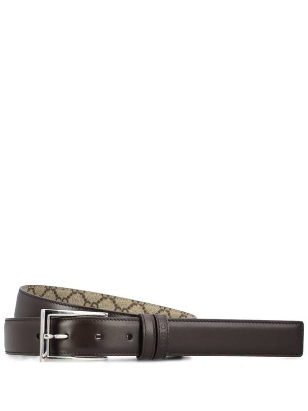 Rectangular Buckle Reversible Leather Belt Beige Brown - GUCCI - BALAAN 3