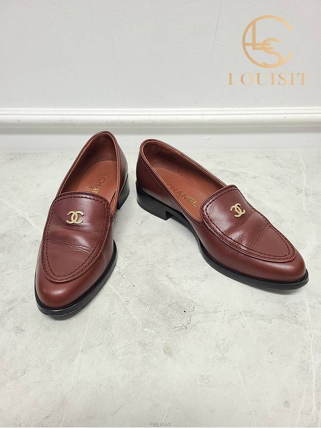 Used luxury goods Lewis IT 37 Brown gold CC logo moccasin loafers - CHANEL - BALAAN 3