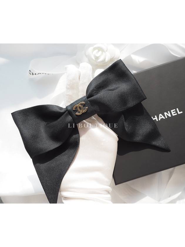 CC Logo Ribbon Silk Hairpin Black AA9854 - CHANEL - BALAAN 4