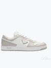 Men's Downtown Triangle Logo Leather Low Top Sneakers White Crystal - PRADA - BALAAN 2