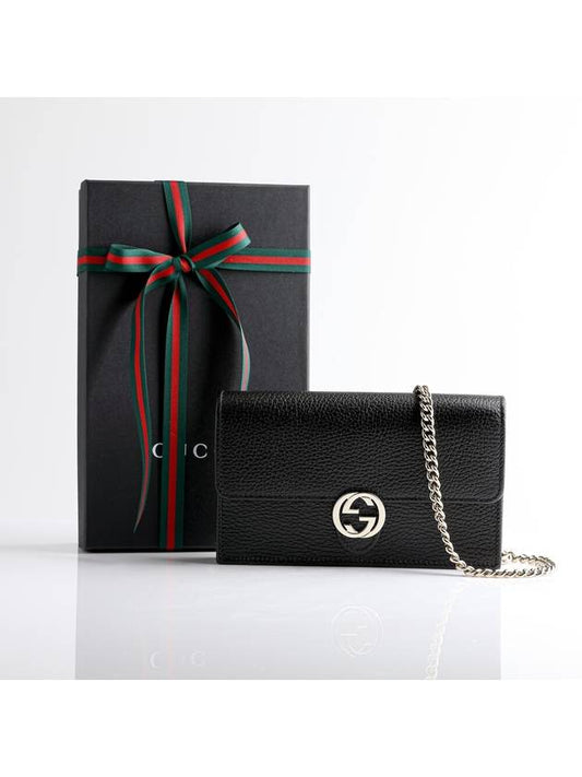 GG Interlocking Chain Strap Cross Bag Black - GUCCI - BALAAN 2