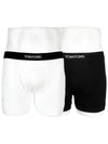 Men's Cotton Boxer Briefs White Black 2 Pack - TOM FORD - BALAAN.