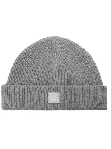 Face Logo Knit Beanie Grey - ACNE STUDIOS - BALAAN 1