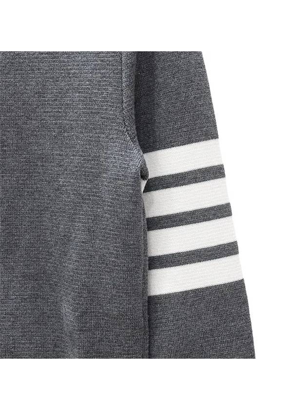 Milano Stitch Crewneck 4-Bar Cotton Crepe Knit Top Grey - THOM BROWNE - BALAAN 4