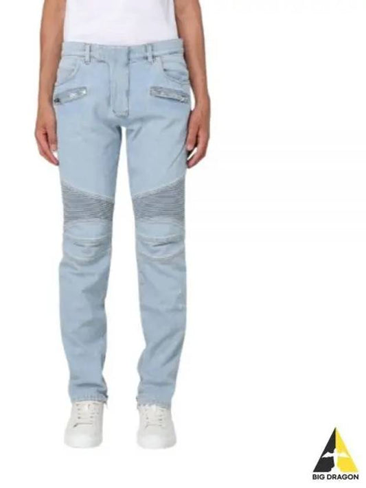 Light Blue Denim Biker Jeans DH1MG009DE59 6FC - BALMAIN - BALAAN 1