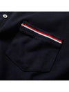 Men's Three Stripes Pocket Mercerized Short Sleeve Polo Shirt Navy - THOM BROWNE - BALAAN 4