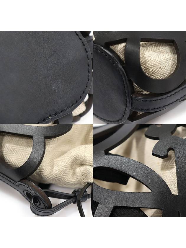 C922Y62X07 Ecru Cotton Canvas Black Calfskin Anagram Cutout Pocket Shoulder Bag - LOEWE - BALAAN 6