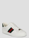 Ace Web Leather Low Top Sneakers White - GUCCI - BALAAN 3