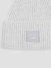 Face Patch Ribbed Wool Beanie Grey - ACNE STUDIOS - BALAAN 5