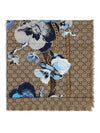 GG Flower Square Shawl Wool Muffler Brown - GUCCI - BALAAN 3