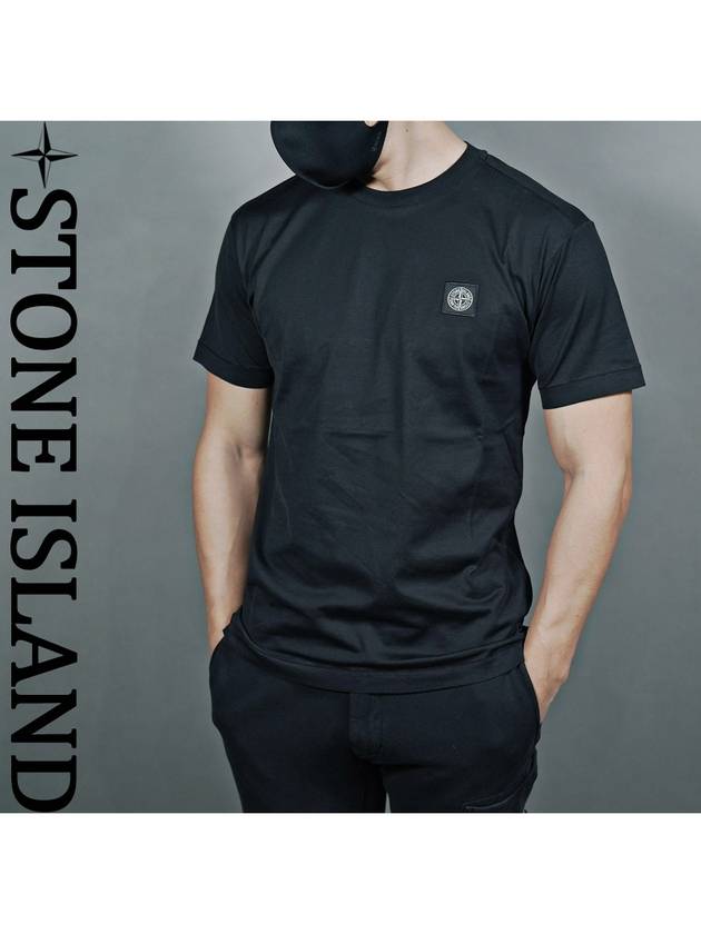 Logo Patch Cotton Short Sleeve T-Shirt Black - STONE ISLAND - BALAAN 3