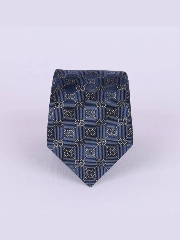 GG Pattern Slim Silk Tie Navy - GUCCI - BALAAN 3