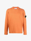 Logo Patch Crew Neck Cotton Nylon Knit Top Orange - STONE ISLAND - BALAAN 2