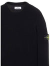 Wappen Patch Crew Neck Ribbed Wool Knit Top Black - STONE ISLAND - BALAAN 5