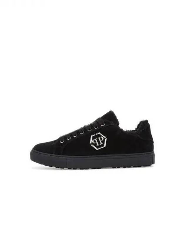 Men's Hexagon Logo Suede Sneakers Black 271265 - PHILIPP PLEIN - BALAAN 1