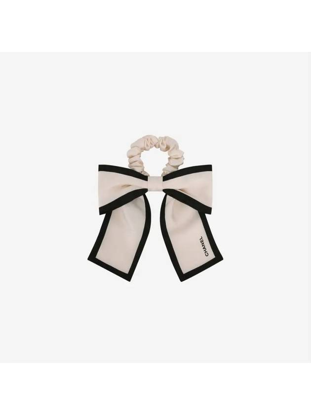 CC Ribbon Hair Scrunch Band White Black - CHANEL - BALAAN 2