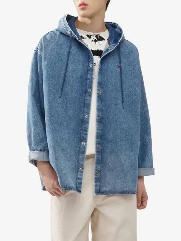 D Duny Hooded Shirt Blue A1303309H9501 - DIESEL - BALAAN 1