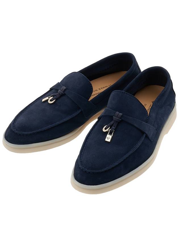 Summer Charms Walk Suede Loafers Navy - LORO PIANA - BALAAN.