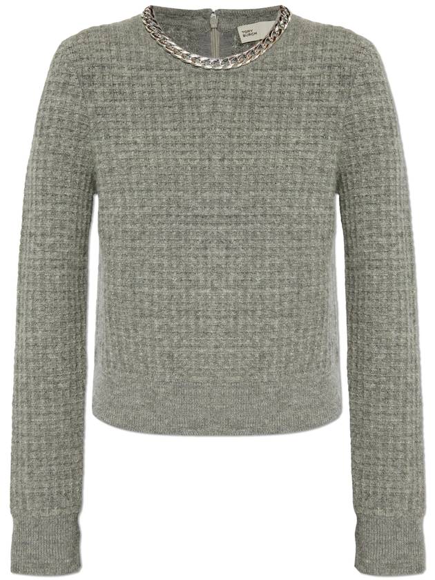 Tory Burch Sweater With Wool Finish, Women's, Grey - TORY BURCH - BALAAN 1