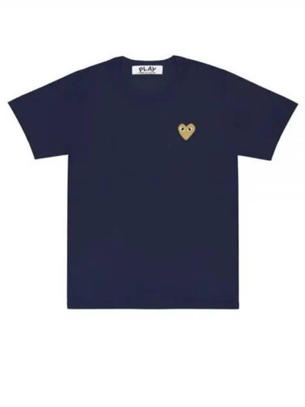 Gold Heart Wappen Short Sleeve T-Shirt Navy - COMME DES GARCONS - BALAAN 2