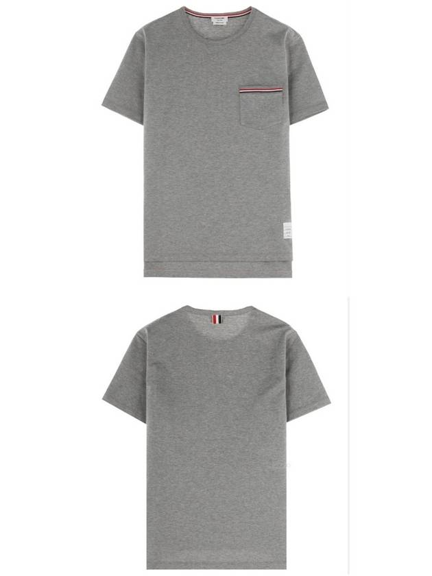 Men's Medium Weight Jersey Tipped Pocket Crewneck Short Sleeve T-Shirt Light Grey - THOM BROWNE - BALAAN 5