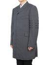 Men's Plain Weave 4 Bar Chesterfield Over Single Coat Dark Grey - THOM BROWNE - BALAAN.