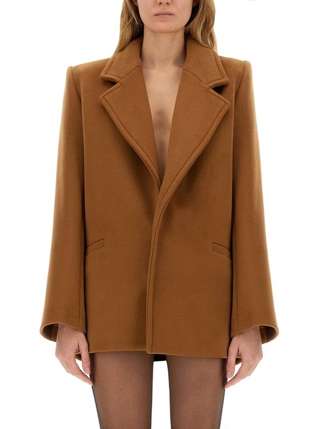 Short Wool Single Coat Camel - SAINT LAURENT - BALAAN 2