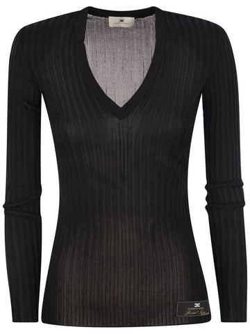 Shiny viscose ribbed jersey - ELISABETTA FRANCHI - BALAAN 1