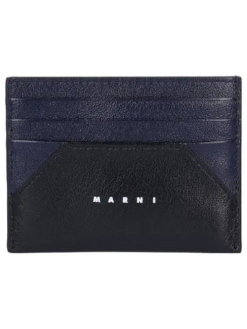 Logo Card Holder Navy Blue Black Wallet - MARNI - BALAAN 1