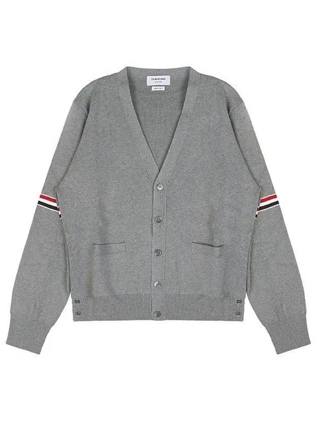 Milano Stitch Sprite Armband Cotton V-neck Cardigan Light Grey - THOM BROWNE - BALAAN 2