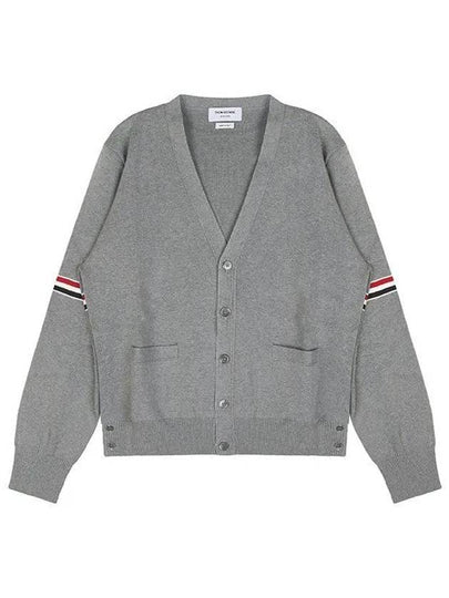 Milano Stitch Sprite Armband Cotton V-neck Cardigan Light Grey - THOM BROWNE - BALAAN 2