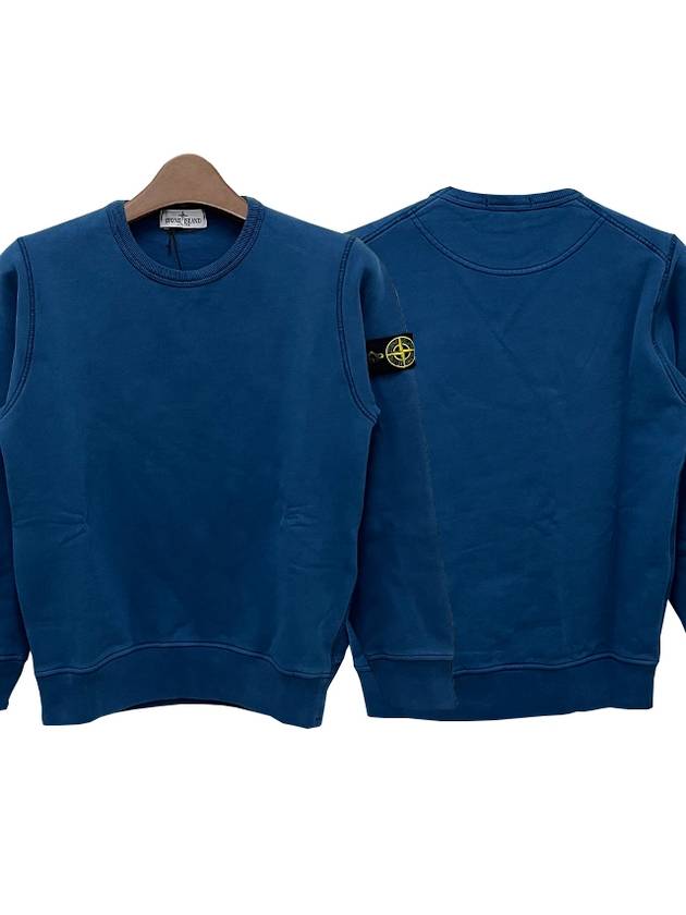 Kids Organic Cotton Fleece Sweatshirt Blue - STONE ISLAND - BALAAN 2