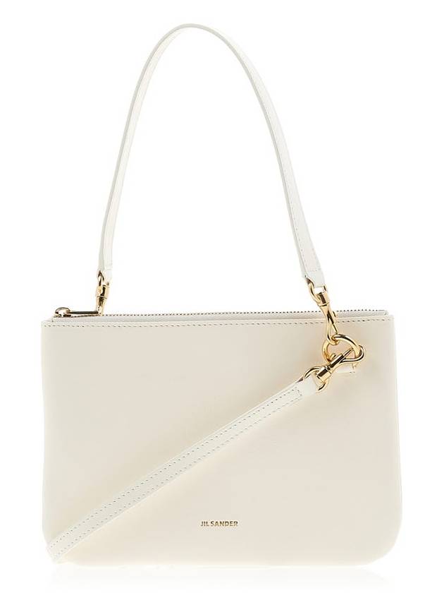 Flat Logo Medium Shoulder Bag Ivory - JIL SANDER - BALAAN.