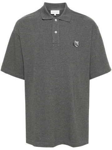 Bold Fox Head Patch Oversized Polo Shirt Grey - MAISON KITSUNE - BALAAN 1