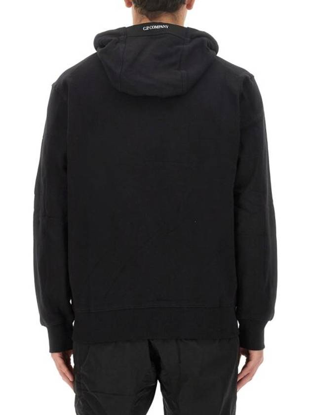 Diagonal Raised Fleece Hoodie Black - CP COMPANY - BALAAN 4