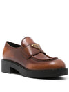 Triangle Logo Leather Loafers Brown - PRADA - BALAAN 3