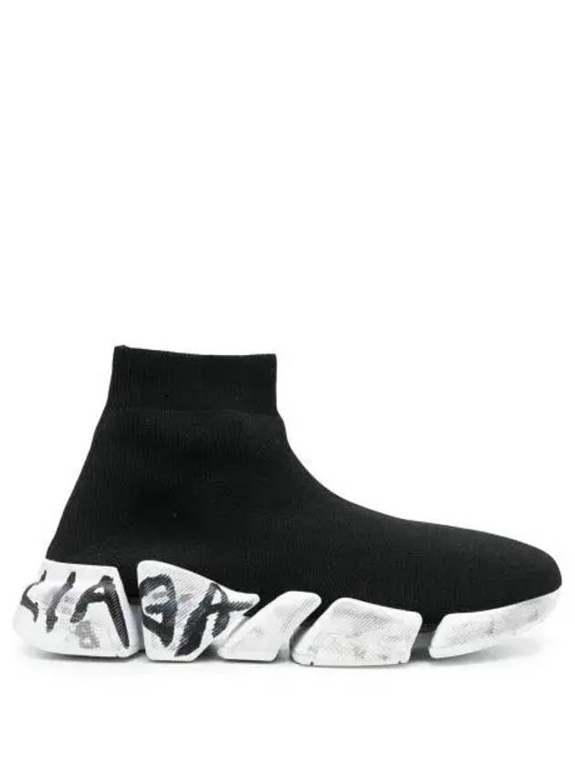 Speed ​​2.0 Graffiti Knit High Top Sneakers Black - BALENCIAGA - BALAAN 2